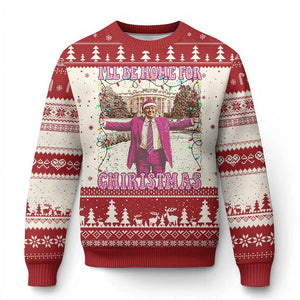 Funny Trump Ugly Christmas Sweater I'll Be Home For Christmas Santa Pajamas TS10 Red Print Your Wear