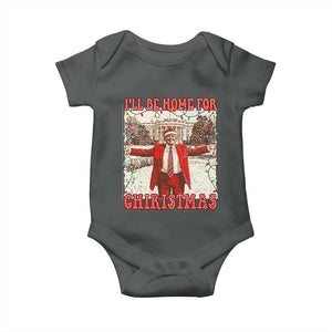 Funny Christmas Trump Pink Baby Onesie I'll Be Home For Christmas Santa Pajamas TS10 Dark Heather Print Your Wear