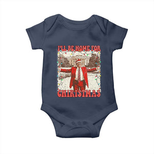 Funny Christmas Trump Pink Baby Onesie I'll Be Home For Christmas Santa Pajamas TS10 Navy Print Your Wear