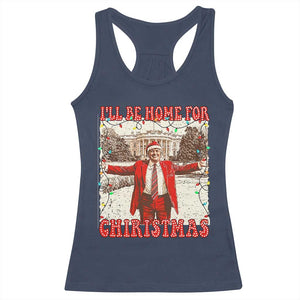 Funny Christmas Trump Pink Racerback Tank Top I'll Be Home For Christmas Santa Pajamas TS10 Navy Print Your Wear