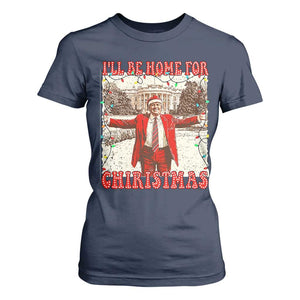 Funny Christmas Trump Pink T Shirt For Women I'll Be Home For Christmas Santa Pajamas TS10 Navy Print Your Wear