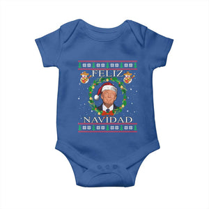 Mexico Christmas Trump Baby Onesie Feliz Navidad Funny Trump Santa Ugly Christmas TS10 Royal Blue Print Your Wear