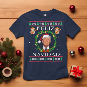 Mexico Christmas Trump T Shirt Feliz Navidad Funny Trump Santa Ugly Christmas TS10 Navy Print Your Wear