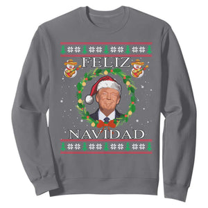 Mexico Christmas Trump Sweatshirt Feliz Navidad Funny Trump Santa Ugly Christmas TS10 Charcoal Print Your Wear