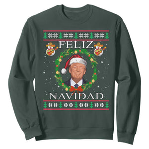 Mexico Christmas Trump Sweatshirt Feliz Navidad Funny Trump Santa Ugly Christmas TS10 Dark Forest Green Print Your Wear
