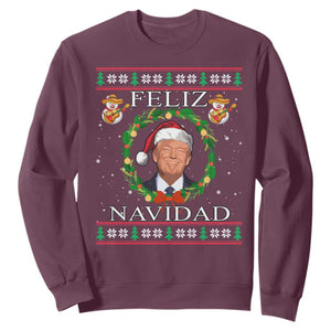 Mexico Christmas Trump Sweatshirt Feliz Navidad Funny Trump Santa Ugly Christmas TS10 Maroon Print Your Wear