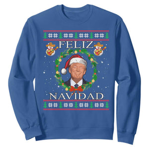 Mexico Christmas Trump Sweatshirt Feliz Navidad Funny Trump Santa Ugly Christmas TS10 Royal Blue Print Your Wear