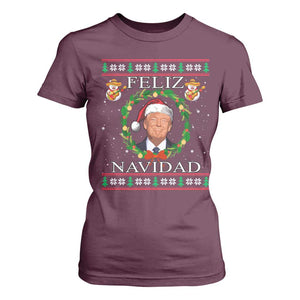 Mexico Christmas Trump T Shirt For Women Feliz Navidad Funny Trump Santa Ugly Christmas TS10 Maroon Print Your Wear