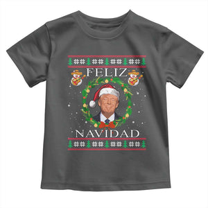 Mexico Christmas Trump Toddler T Shirt Feliz Navidad Funny Trump Santa Ugly Christmas TS10 Dark Heather Print Your Wear