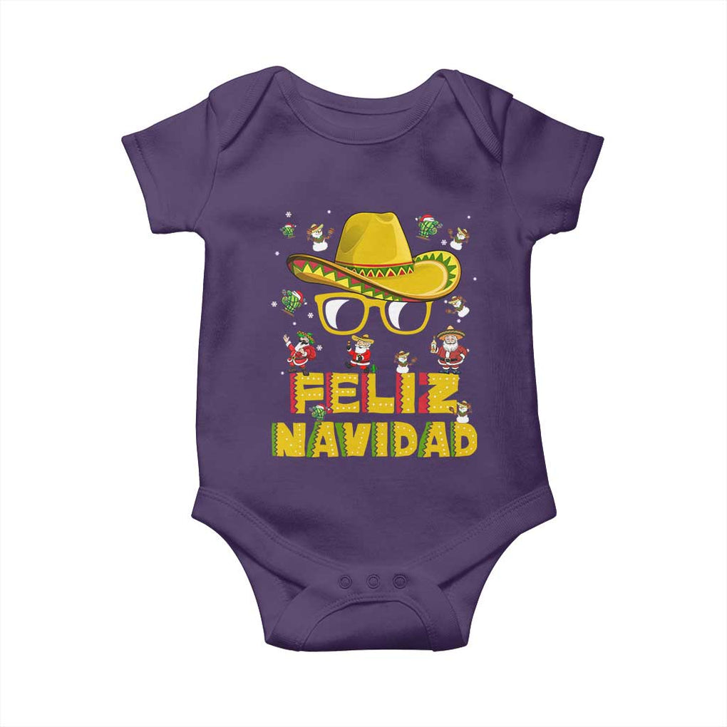 Mexico Christmas Baby Onesie Feliz Navidad Sombrero TS10 Purple Print Your Wear