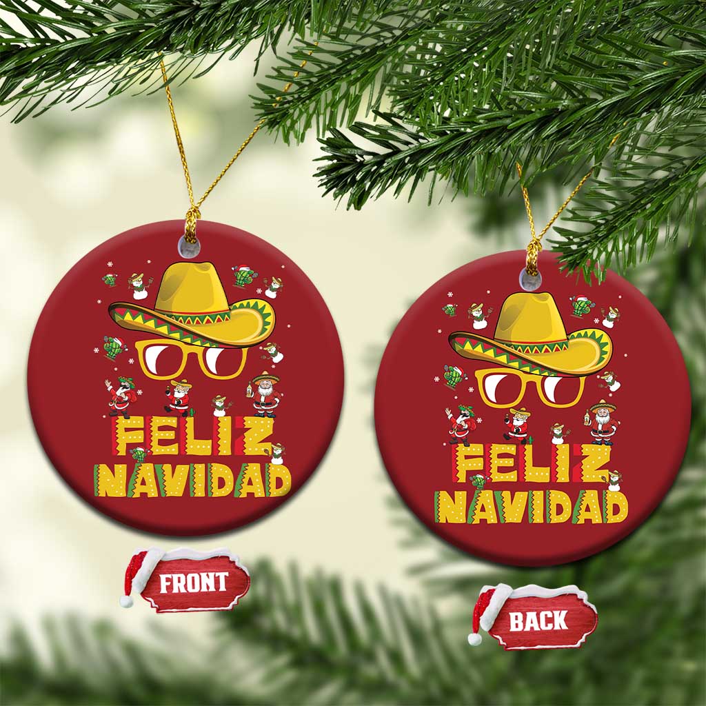 Mexico Xmas Christmas Ornament Feliz Navidad Sombrero TS10 Circle Red Print Your Wear