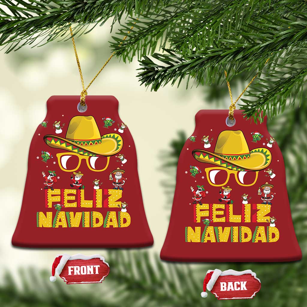 Mexico Xmas Christmas Ornament Feliz Navidad Sombrero TS10 Bell Flake Red Print Your Wear