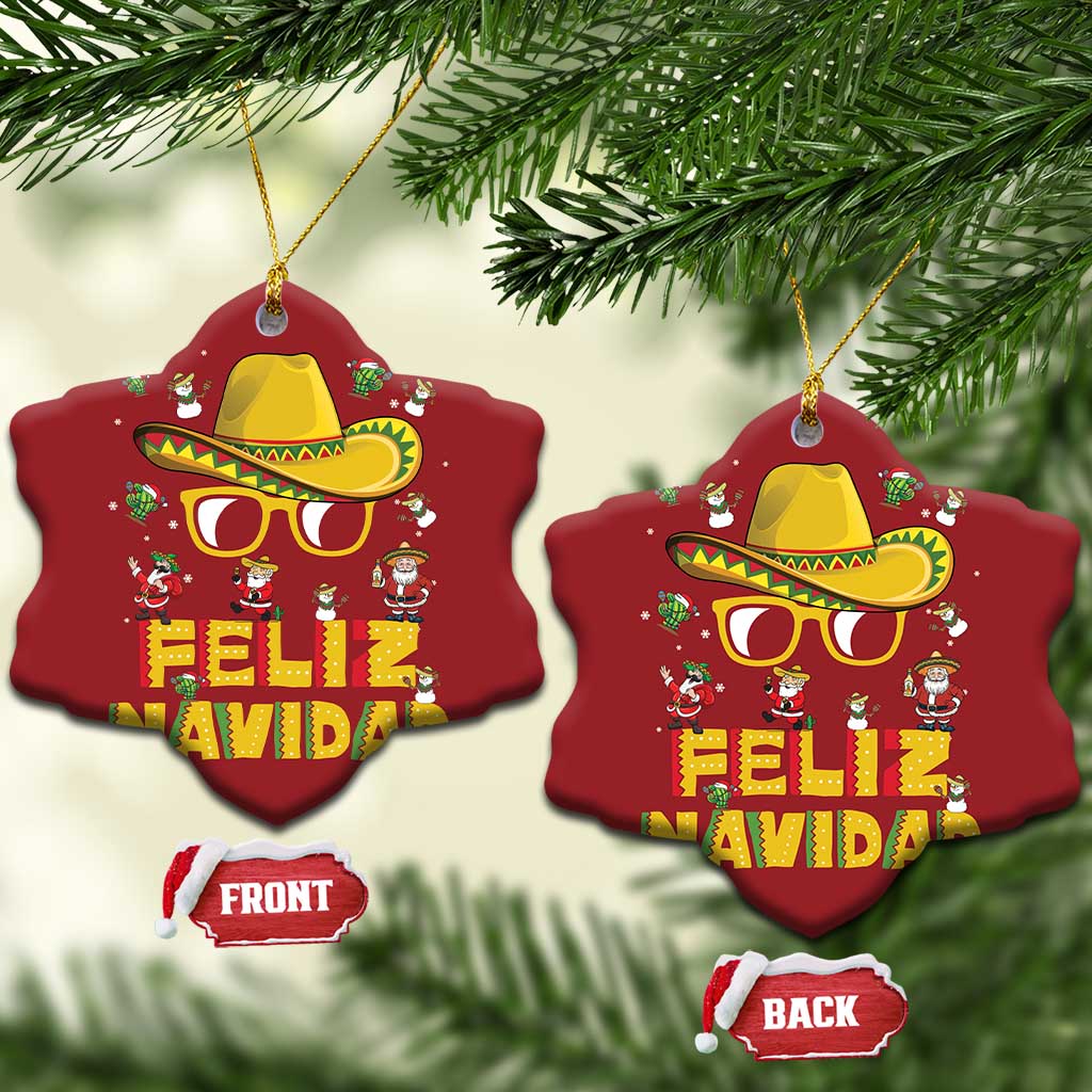 Mexico Xmas Christmas Ornament Feliz Navidad Sombrero TS10 Snow Flake Red Print Your Wear