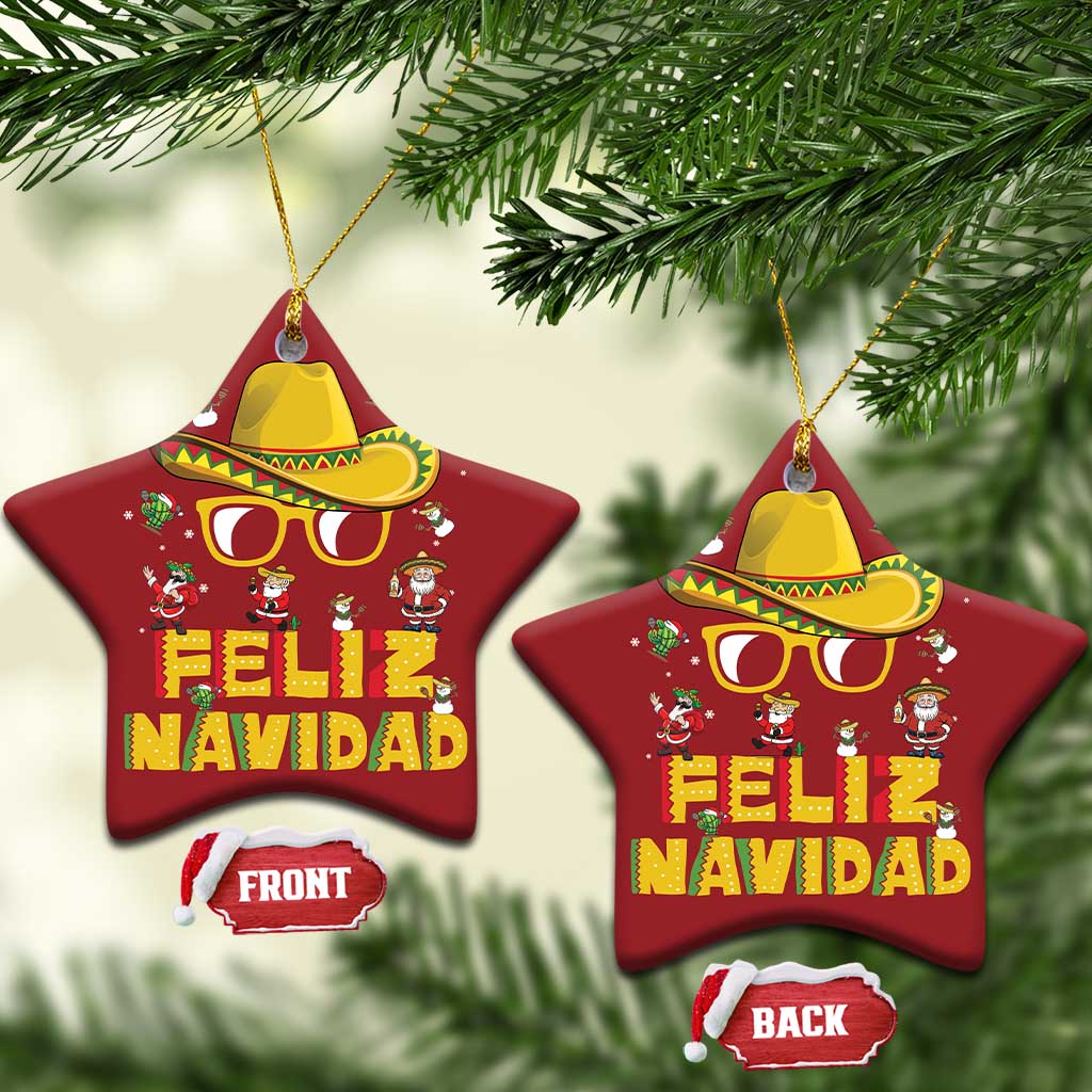 Mexico Xmas Christmas Ornament Feliz Navidad Sombrero TS10 Star Red Print Your Wear