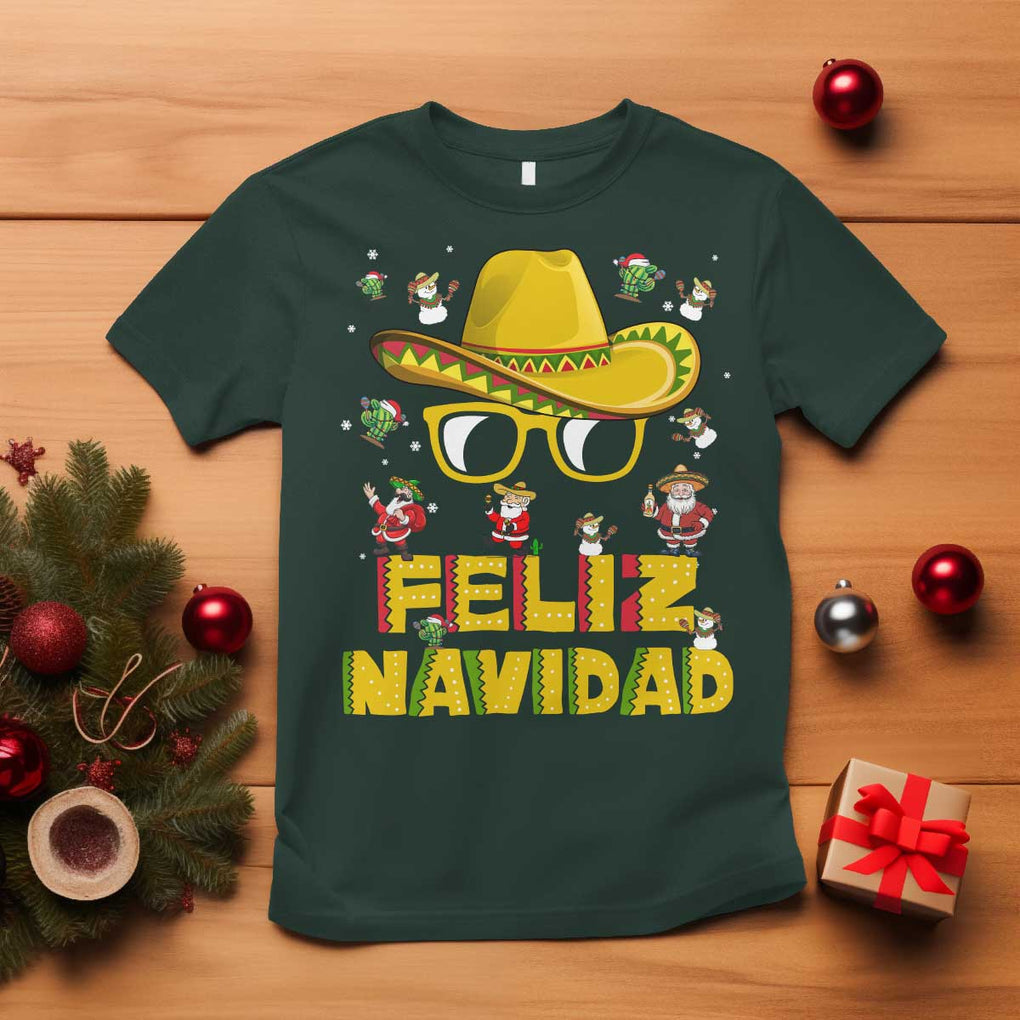 Mexico Christmas T Shirt Feliz Navidad Sombrero TS10 Dark Forest Green Print Your Wear