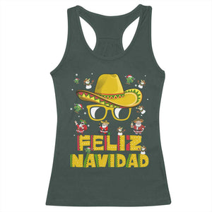 Mexico Christmas Racerback Tank Top Feliz Navidad Sombrero TS10 Dark Forest Green Print Your Wear