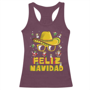 Mexico Christmas Racerback Tank Top Feliz Navidad Sombrero TS10 Maroon Print Your Wear
