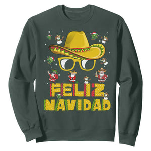 Mexico Christmas Sweatshirt Feliz Navidad Sombrero TS10 Dark Forest Green Print Your Wear