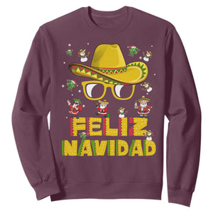 Mexico Christmas Sweatshirt Feliz Navidad Sombrero TS10 Maroon Print Your Wear