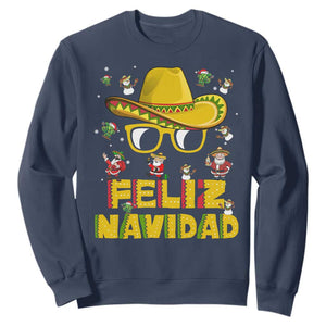 Mexico Christmas Sweatshirt Feliz Navidad Sombrero TS10 Navy Print Your Wear