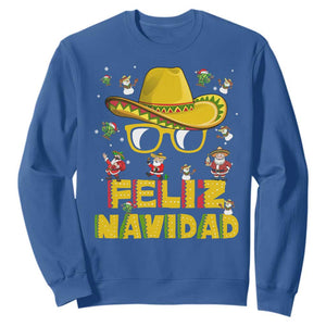 Mexico Christmas Sweatshirt Feliz Navidad Sombrero TS10 Royal Blue Print Your Wear