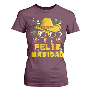 Mexico Christmas T Shirt For Women Feliz Navidad Sombrero TS10 Maroon Print Your Wear