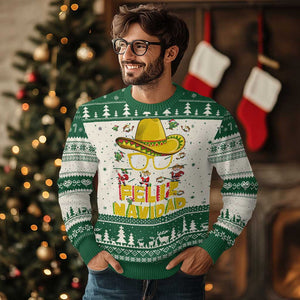 Mexico Xmas Ugly Christmas Sweater Feliz Navidad Sombrero TS10 Green Print Your Wear