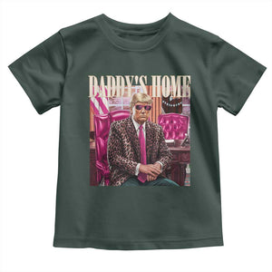 Daddy's Home Trump Pink Toddler T Shirt 2024 Take America Back Leopard TS10 Dark Forest Green Print Your Wear