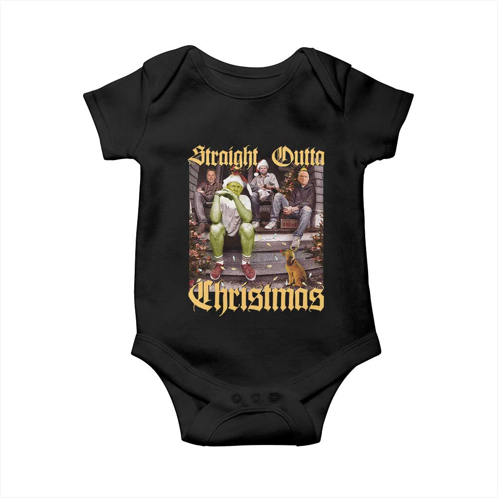 Humorous Trump Christmas Baby Onesie Straight Outta Xmas Movie TS10 Black Print Your Wear