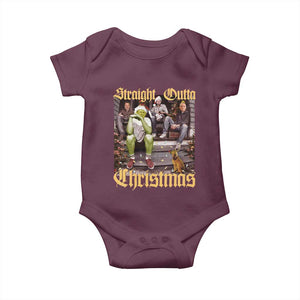 Humorous Trump Christmas Baby Onesie Straight Outta Xmas Movie TS10 Maroon Print Your Wear