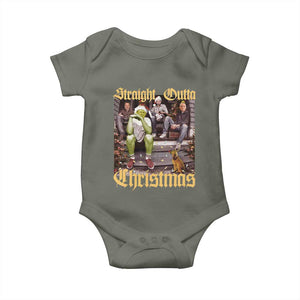 Humorous Trump Christmas Baby Onesie Straight Outta Xmas Movie TS10 Military Green Print Your Wear