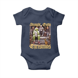 Humorous Trump Christmas Baby Onesie Straight Outta Xmas Movie TS10 Navy Print Your Wear