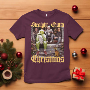Humorous Trump Christmas T Shirt Straight Outta Xmas Movie TS10 Maroon Print Your Wear