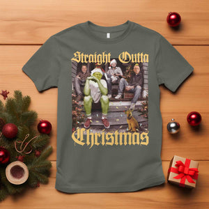 Humorous Trump Christmas T Shirt Straight Outta Xmas Movie TS10 Military Green Print Your Wear
