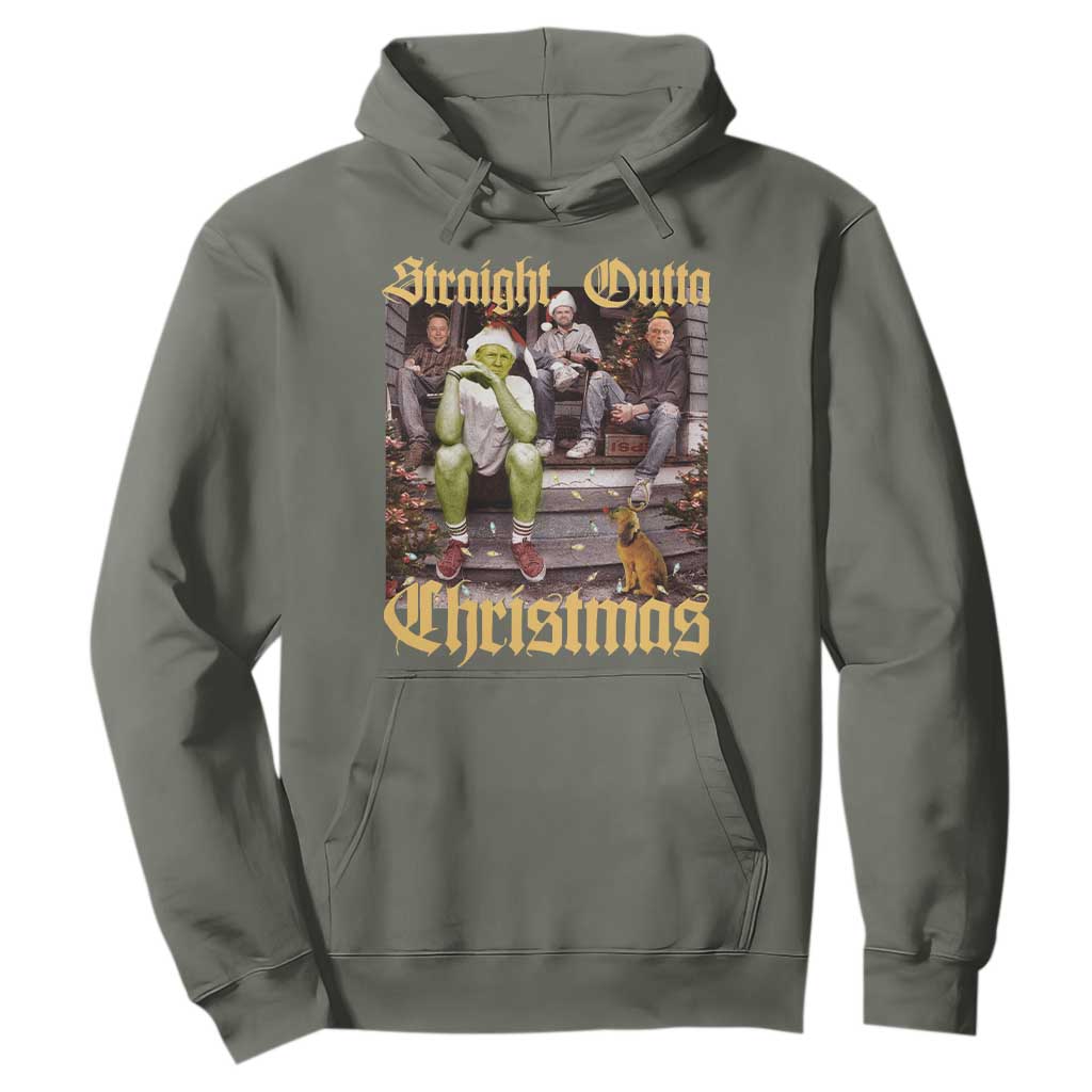 Humorous Trump Christmas Hoodie Straight Outta Xmas Movie TS10 Military Green Print Your Wear
