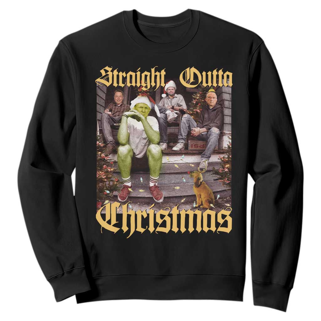 Humorous Trump Christmas Sweatshirt Straight Outta Xmas Movie TS10 Black Print Your Wear