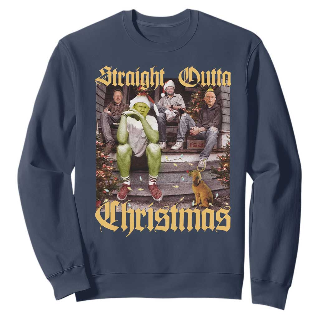 Humorous Trump Christmas Sweatshirt Straight Outta Xmas Movie TS10 Navy Print Your Wear