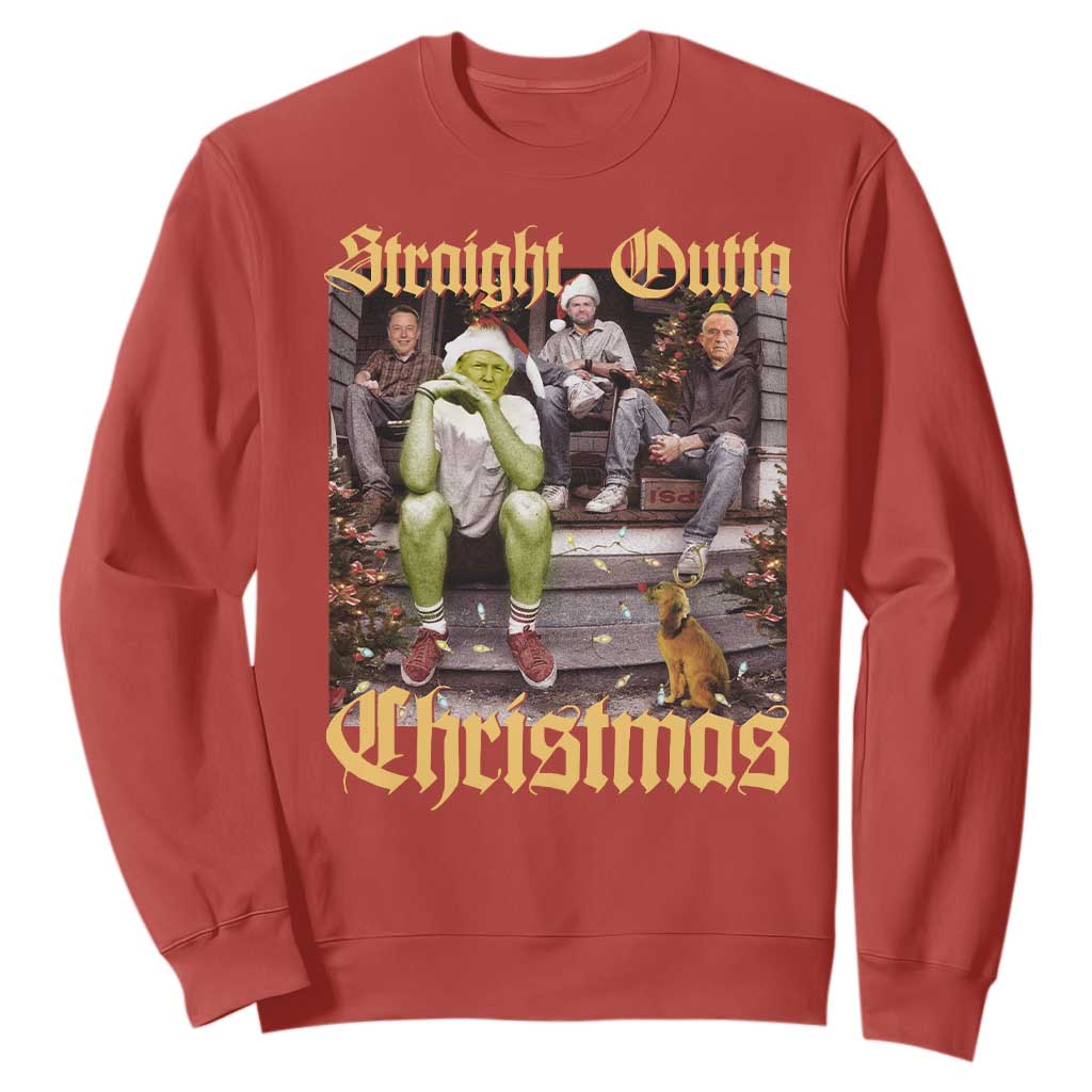 Humorous Trump Christmas Sweatshirt Straight Outta Xmas Movie TS10 Red Print Your Wear