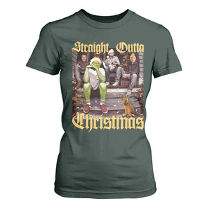 Humorous Trump Christmas T Shirt For Women Straight Outta Xmas Movie TS10 Dark Forest Green Print Your Wear
