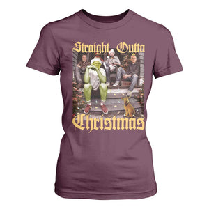 Humorous Trump Christmas T Shirt For Women Straight Outta Xmas Movie TS10 Maroon Print Your Wear