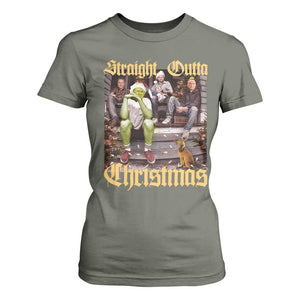 Humorous Trump Christmas T Shirt For Women Straight Outta Xmas Movie TS10 Military Green Print Your Wear