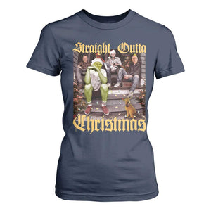 Humorous Trump Christmas T Shirt For Women Straight Outta Xmas Movie TS10 Navy Print Your Wear