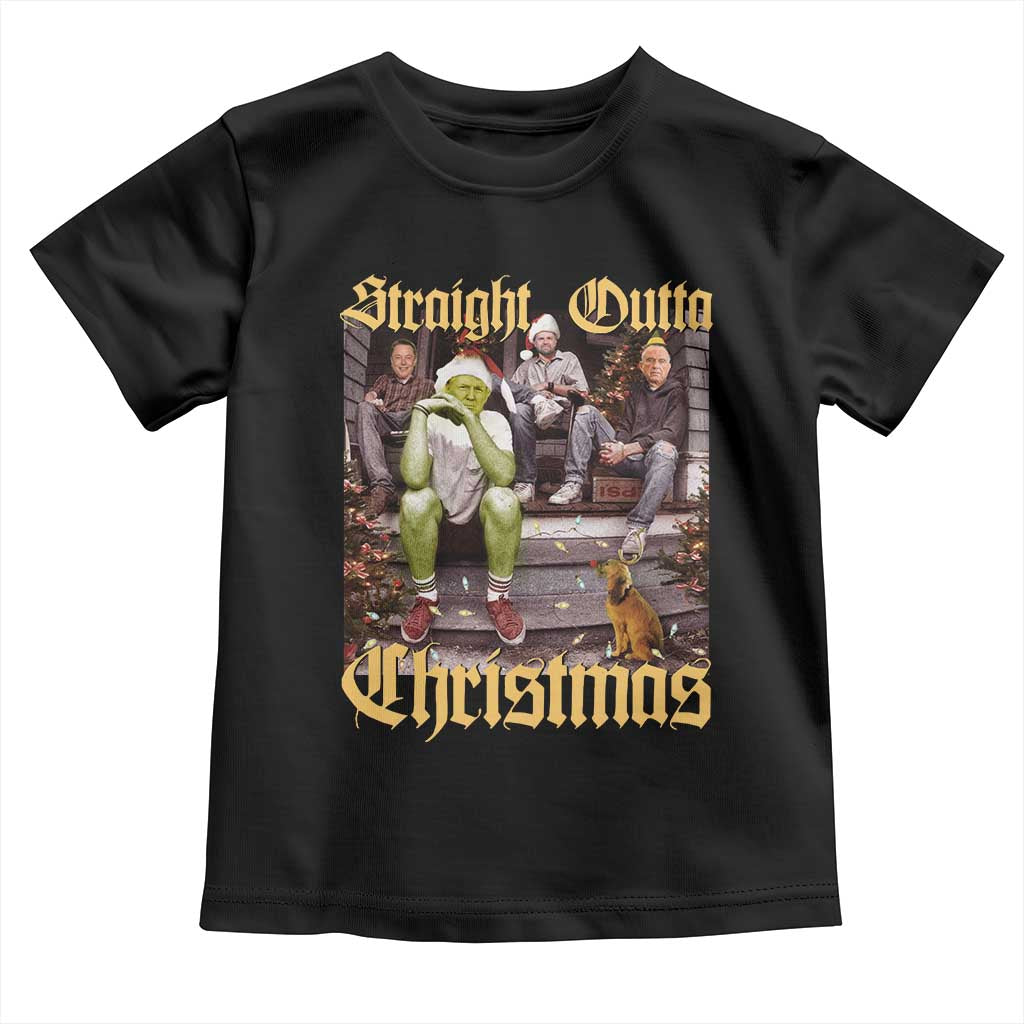 Humorous Trump Christmas Toddler T Shirt Straight Outta Xmas Movie TS10 Black Print Your Wear