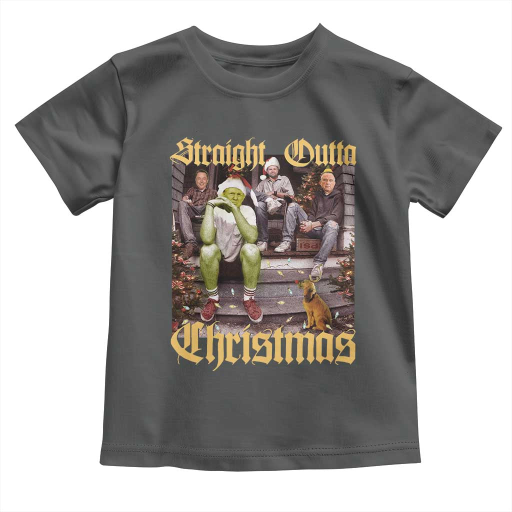 Humorous Trump Christmas Toddler T Shirt Straight Outta Xmas Movie TS10 Dark Heather Print Your Wear
