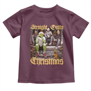 Humorous Trump Christmas Toddler T Shirt Straight Outta Xmas Movie TS10 Maroon Print Your Wear