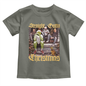 Humorous Trump Christmas Toddler T Shirt Straight Outta Xmas Movie TS10 Military Green Print Your Wear