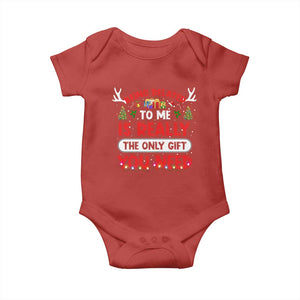 Funny Christmas Baby Onesie Being Related To Me Is Really The Only Gift You Need Xmas Lights TS10 Red Print Your Wear