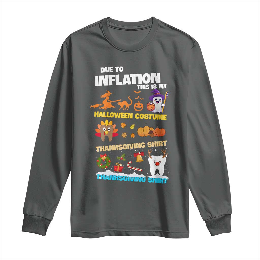 Teeth Christmas Long Sleeve Shirt My Spooky Halloween Thanksgiving Ugly Christmas Dentist Gift TS10 Dark Heather Print Your Wear