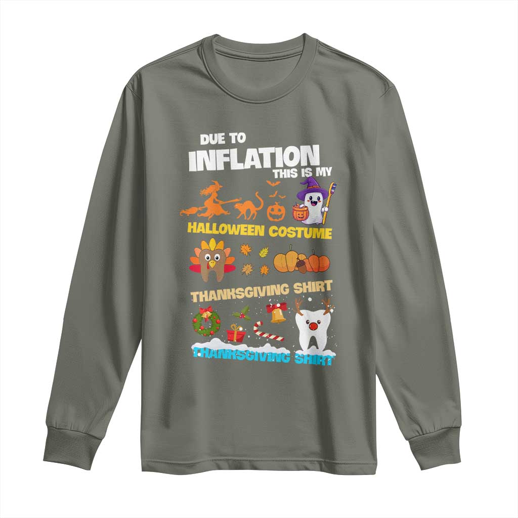 Teeth Christmas Long Sleeve Shirt My Spooky Halloween Thanksgiving Ugly Christmas Dentist Gift TS10 Military Green Print Your Wear