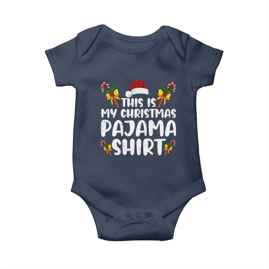 Funny Christmas Baby Onesie This Is My Christmas Pajama Shirt TS10 Navy Print Your Wear